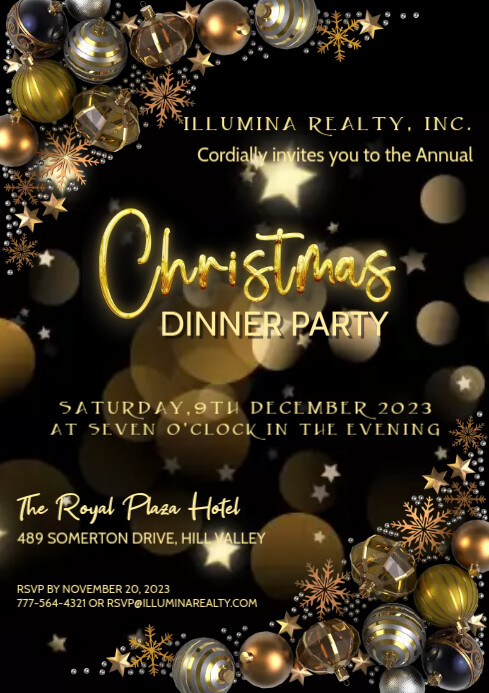 Christmas | Company Dinner Party Invite A4 template